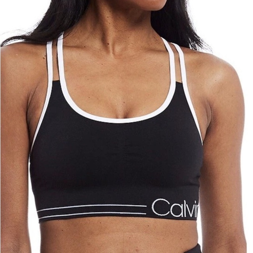 Calvin Klein Black Sports Bra with White Accents